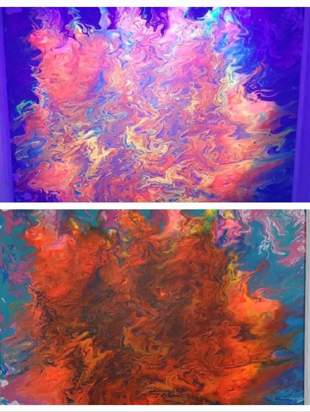 Framed Original Abstract Acrylic Painting On Canvas ~ Glow-in-Dark